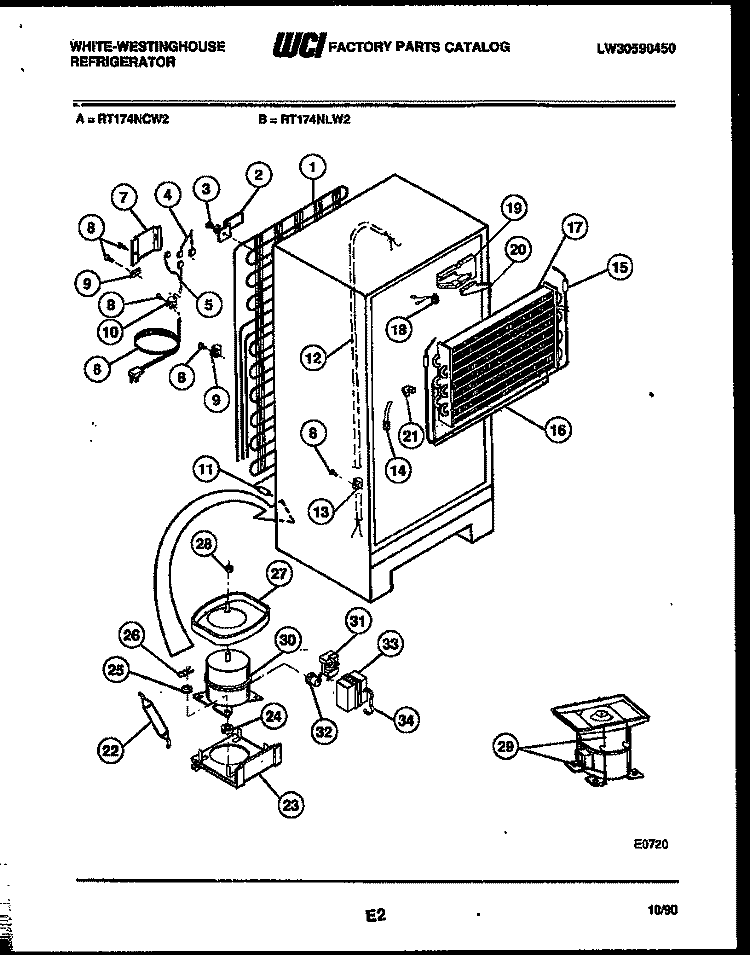 SYSTEM AND AUTOMATIC DEFROST PARTS Diagram and Parts List for RT174NCD2  Frigidaire Refrigerator