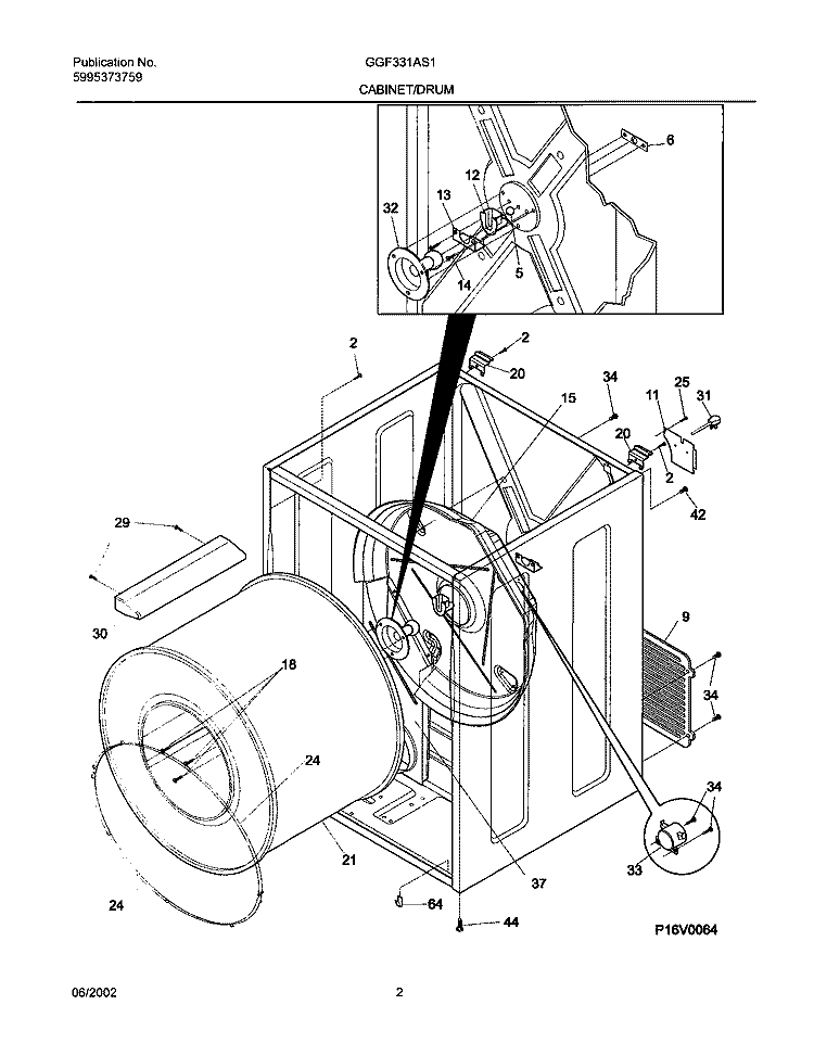 DRY CAB, HEATER Diagram and Parts List for GGF331AS1  Gibson Dryer
