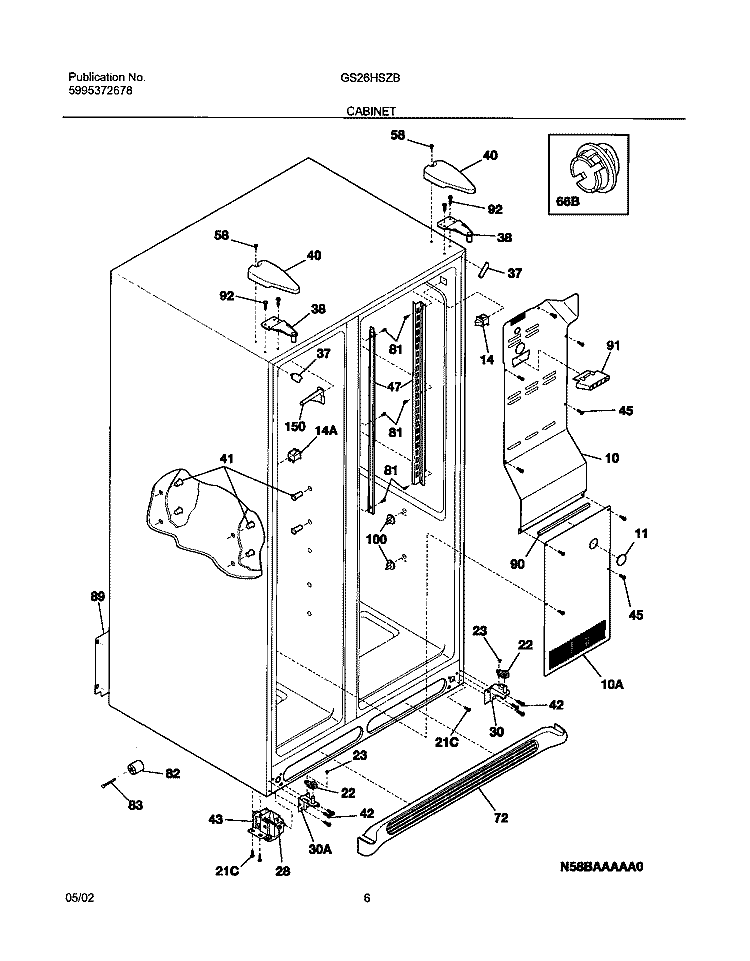 CABINET Diagram and Parts List for GS26HSZBC0  Frigidaire Refrigerator