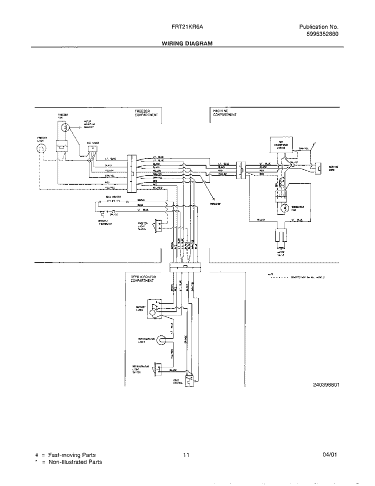 WIRING DIAGRAM Diagram and Parts List for FRT21KR6AB0  Frigidaire Refrigerator