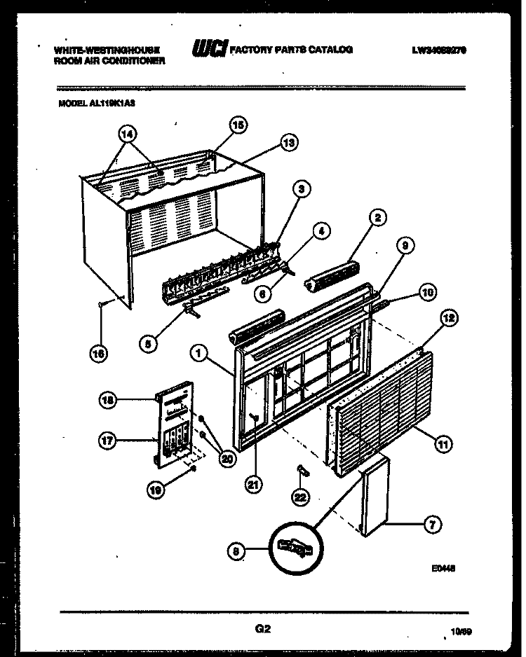 CABINET PARTS Diagram and Parts List for AL119K1A3  Frigidaire Air Conditioner