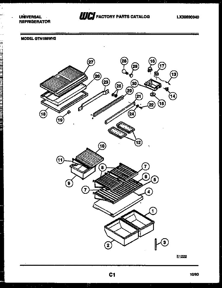 SHELVES AND SUPPORTS Diagram and Parts List for GTN198WH2-45  Tappan Refrigerator