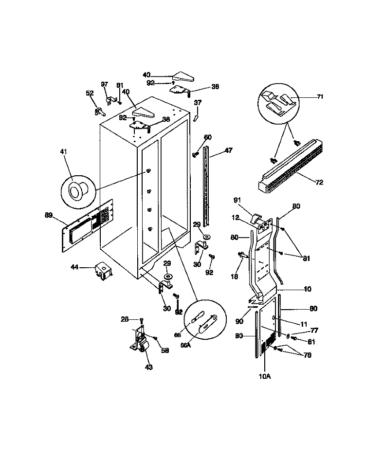 CABINET Diagram and Parts List for MRS20PRCD0  Frigidaire Refrigerator