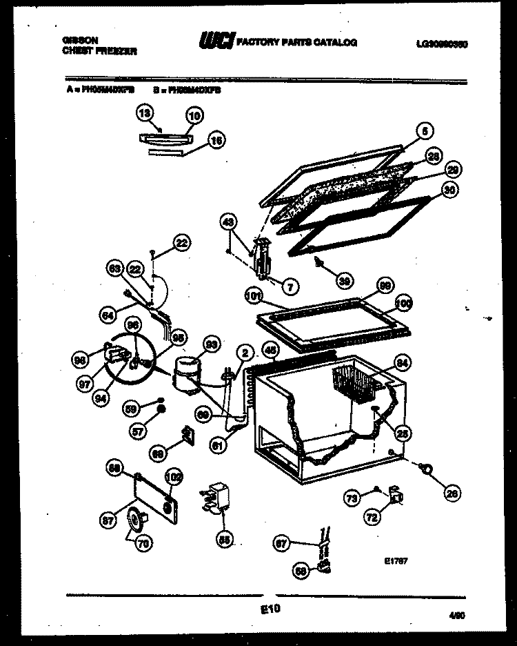 CHEST FREEZER PARTS Diagram and Parts List for FH08M4DXFB  Gibson Freezer