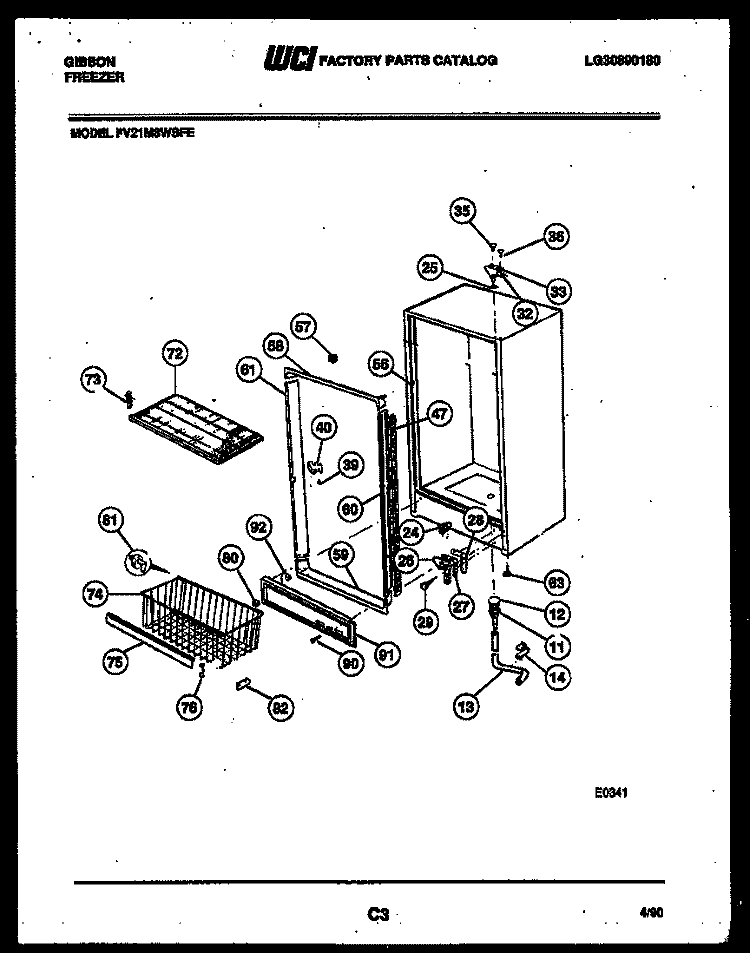CABINET PARTS Diagram and Parts List for FV21M8WSFE  Gibson Freezer