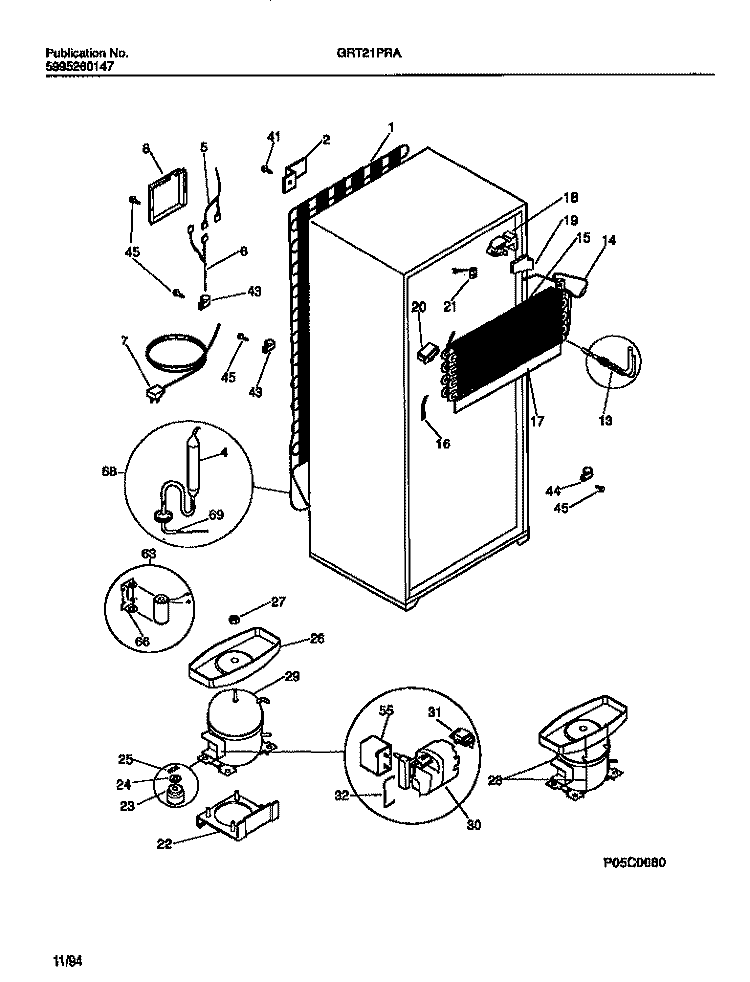 COOLING SYSTEM Diagram and Parts List for GRT21PRAD2  Gibson Refrigerator