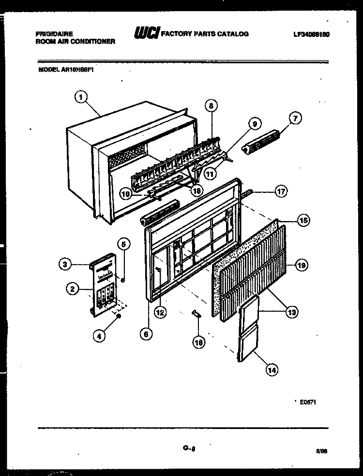 CABINET PARTS Diagram and Parts List for AR18NS8F1  Frigidaire Air Conditioner
