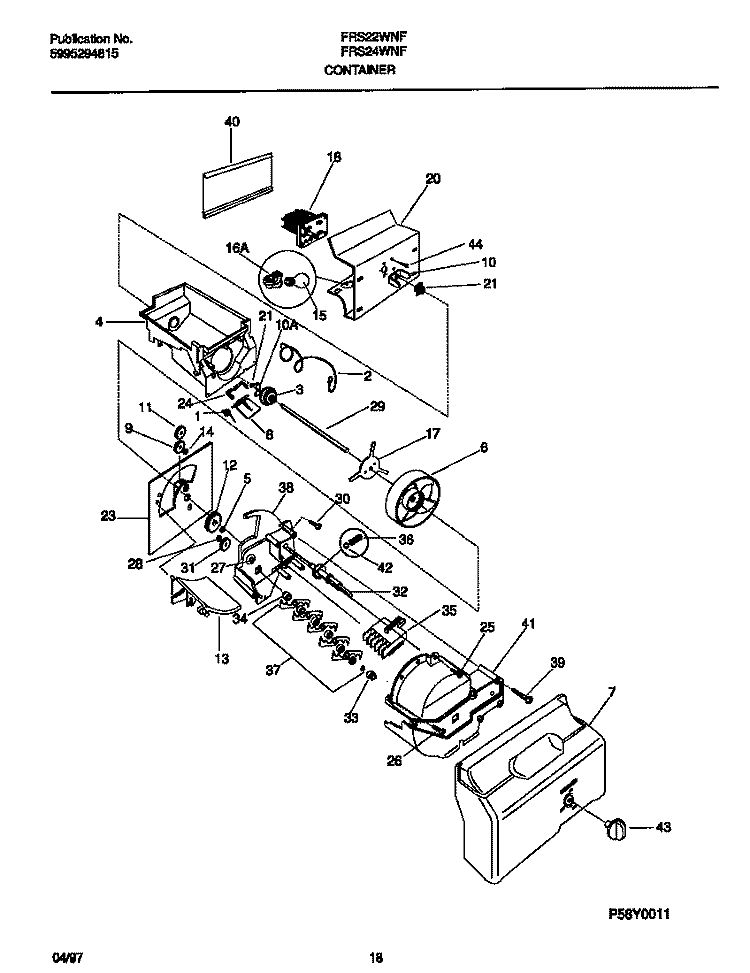 CONTAINER Diagram and Parts List for FRS22WNFD1  Frigidaire Refrigerator