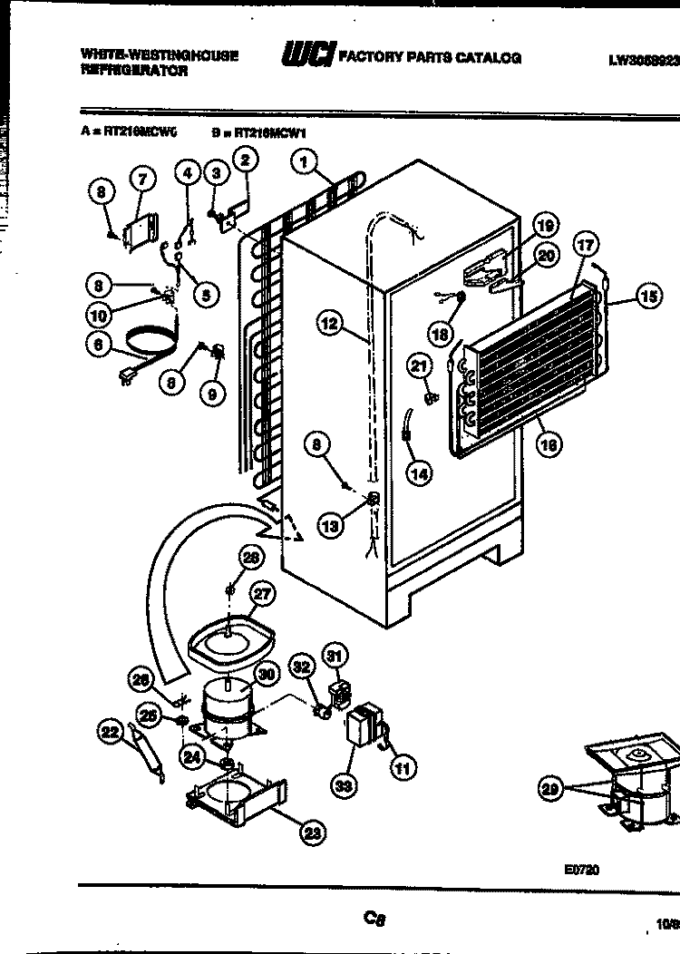 SYSTEM AND AUTOMATIC DEFROST PARTS Diagram and Parts List for RT216MCV0  Frigidaire Refrigerator