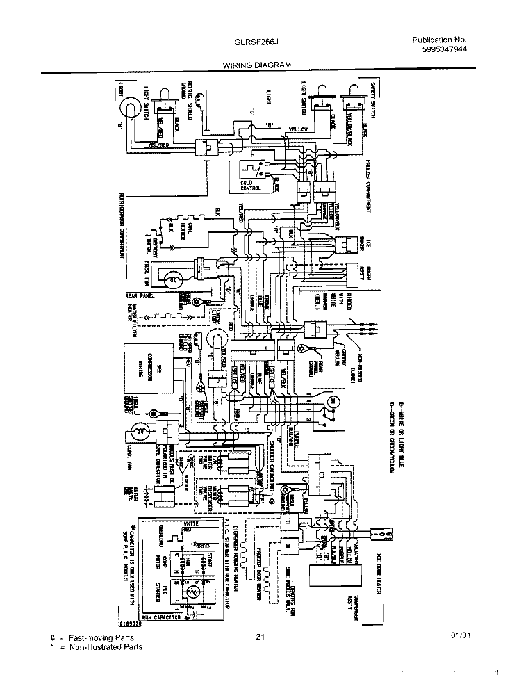 WIRING DIAGRAM Diagram and Parts List for GLRSF266JW2  Frigidaire Refrigerator
