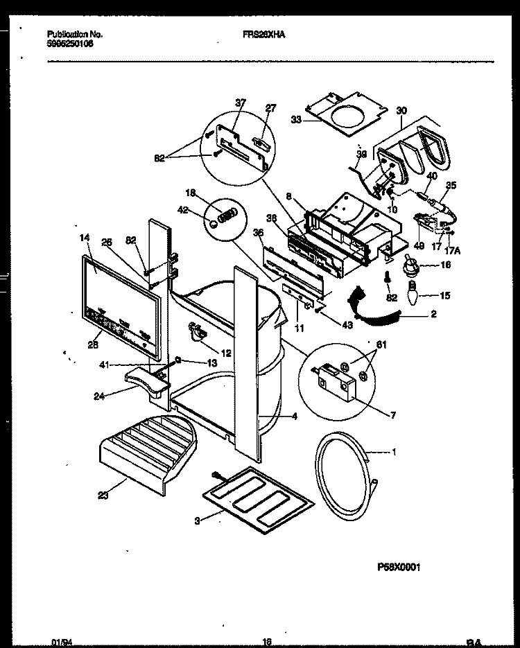 ICE DOOR, DISPENSER AND WATER TANKS Diagram and Parts List for FRS28XHAB1  Frigidaire Refrigerator