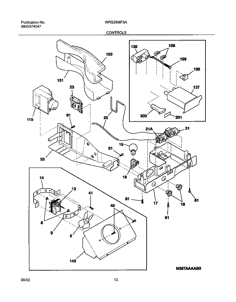 CONTROLS Diagram and Parts List for WRS26MF5AQ3  Westinghouse Refrigerator