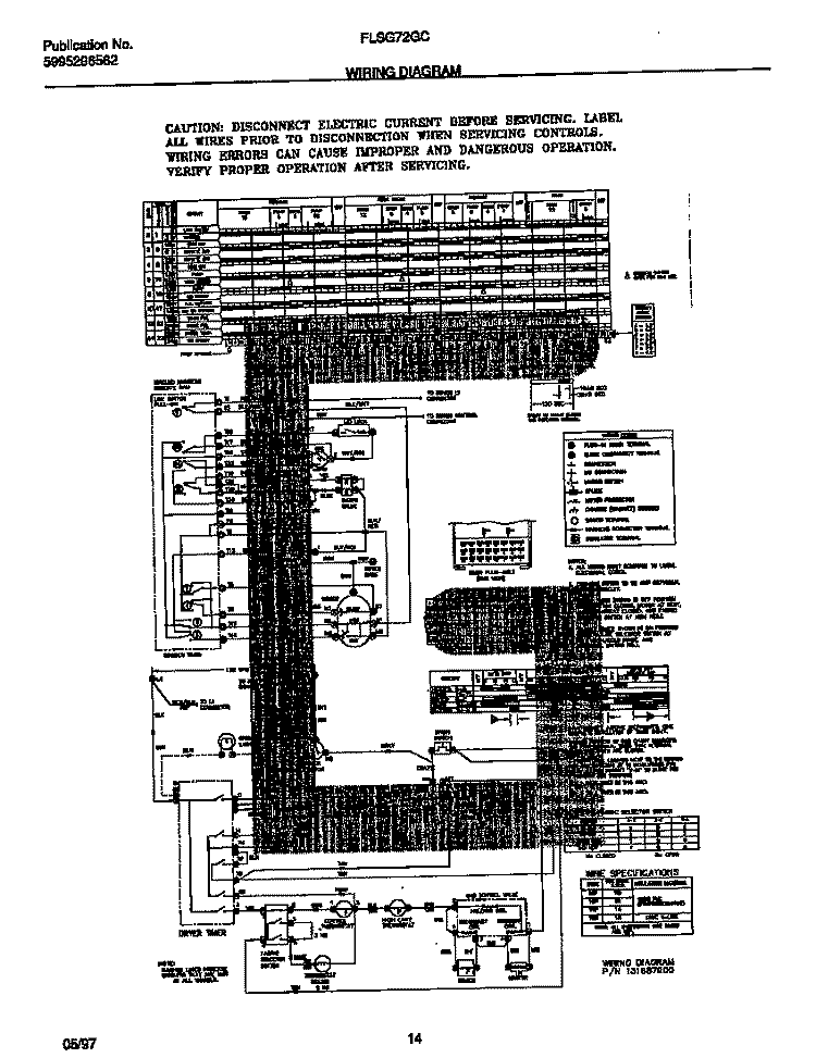 WIRING DIAGRAM Diagram and Parts List for FLSG72GCS5  Frigidaire Washer Dryer Combo