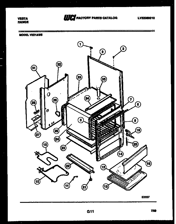 BODY PARTS Diagram and Parts List for VE21AW5  Tappan Range
