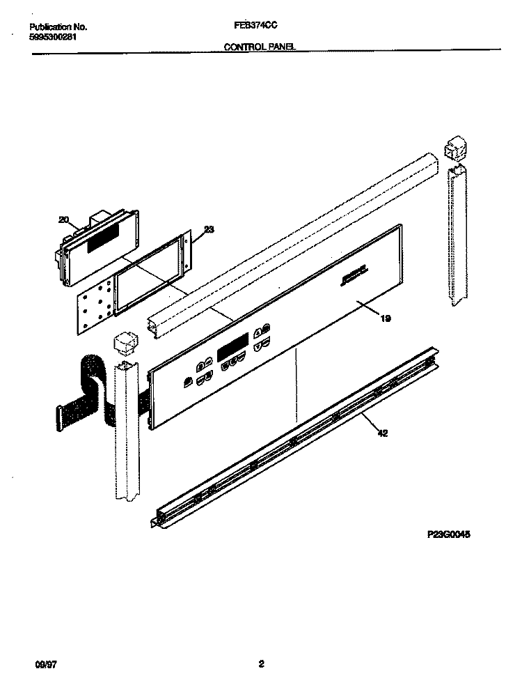 CONTROL PANEL Diagram and Parts List for FEB374CCBF  Frigidaire Wall Oven
