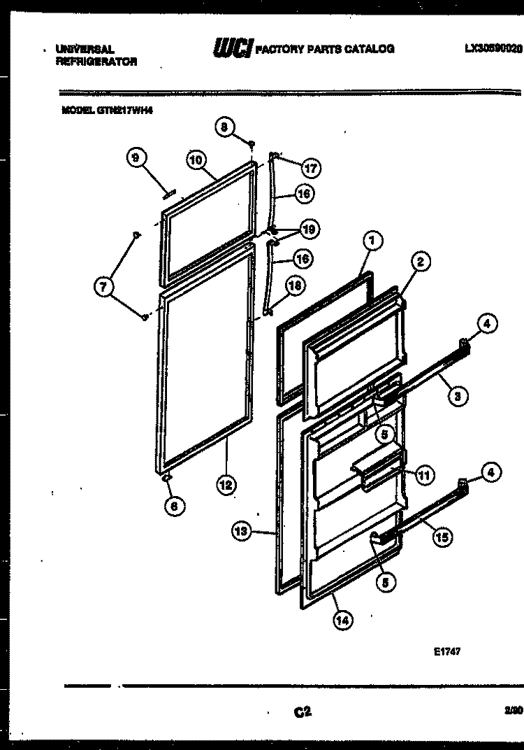 DOOR PARTS Diagram and Parts List for GTN217BH4  Frigidaire Refrigerator
