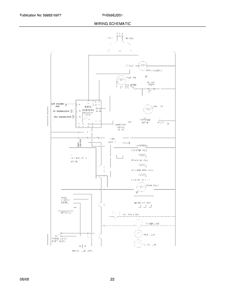 WIRING SCHEMATIC Diagram and Parts List for PHS69EJSS1  Frigidaire Refrigerator