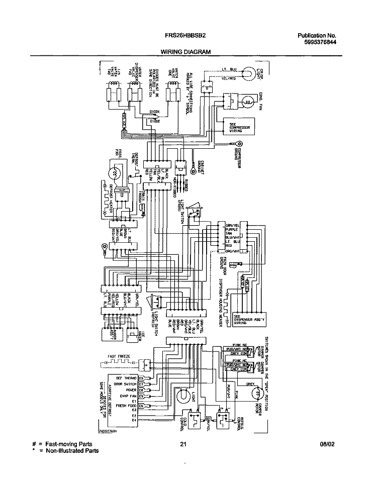 WIRING DIAGRAM Diagram and Parts List for FRS26HBBSB2  Frigidaire Refrigerator