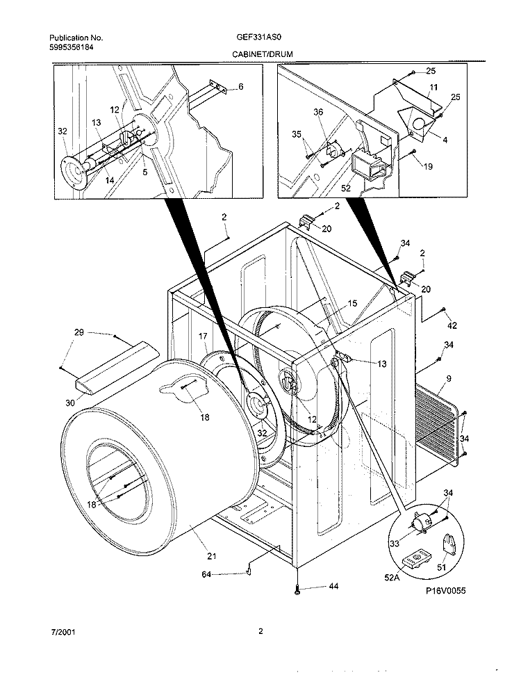 DRY CAB, HEATER Diagram and Parts List for GEF331AS0  Gibson Dryer