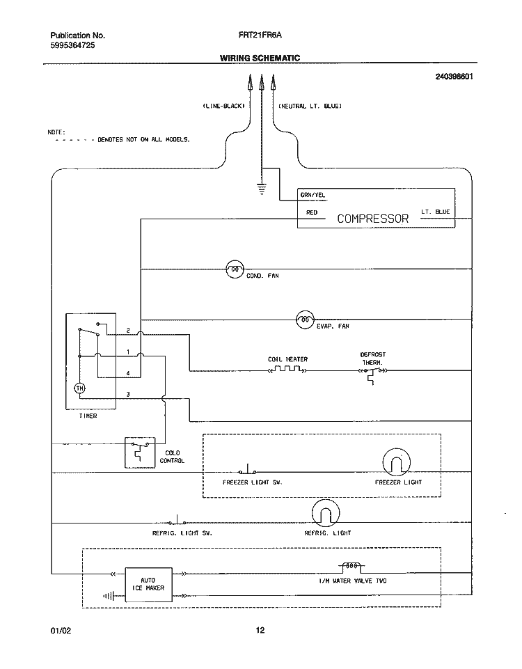 WIRING SCHEMATIC Diagram and Parts List for FRT21FR6AB3  Frigidaire Refrigerator