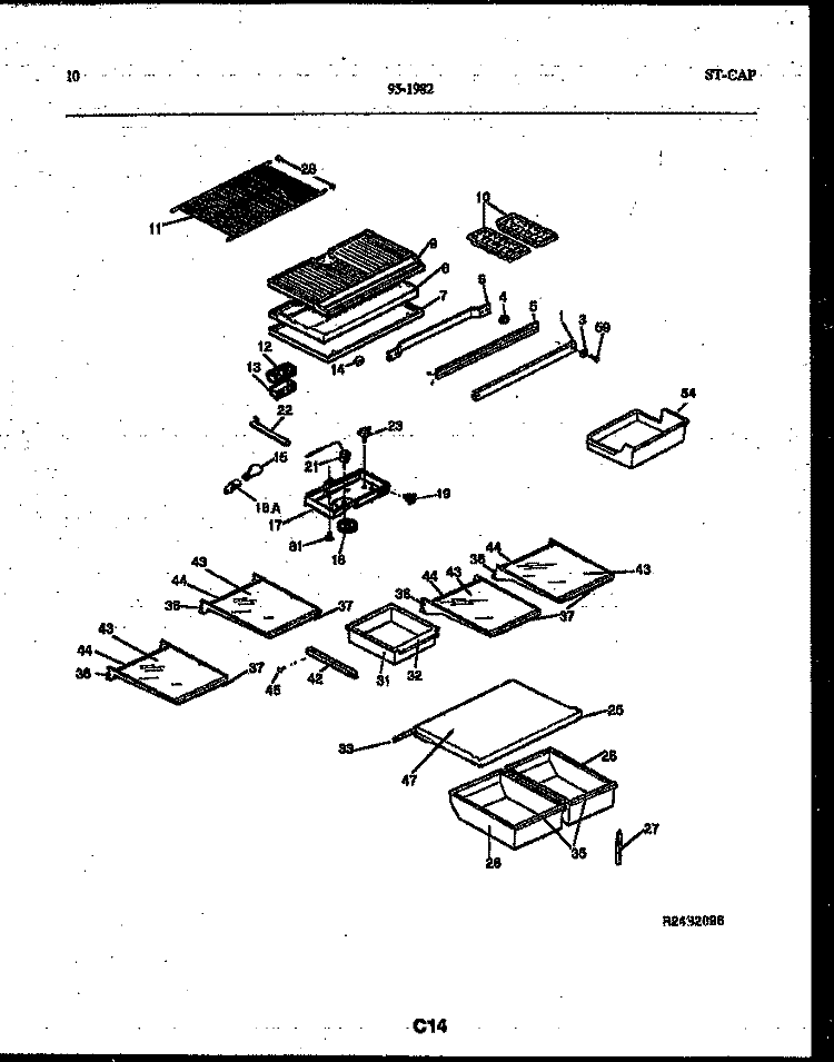 SHELVES AND SUPPORTS Diagram and Parts List for 95-1982-23-00  Tappan Refrigerator