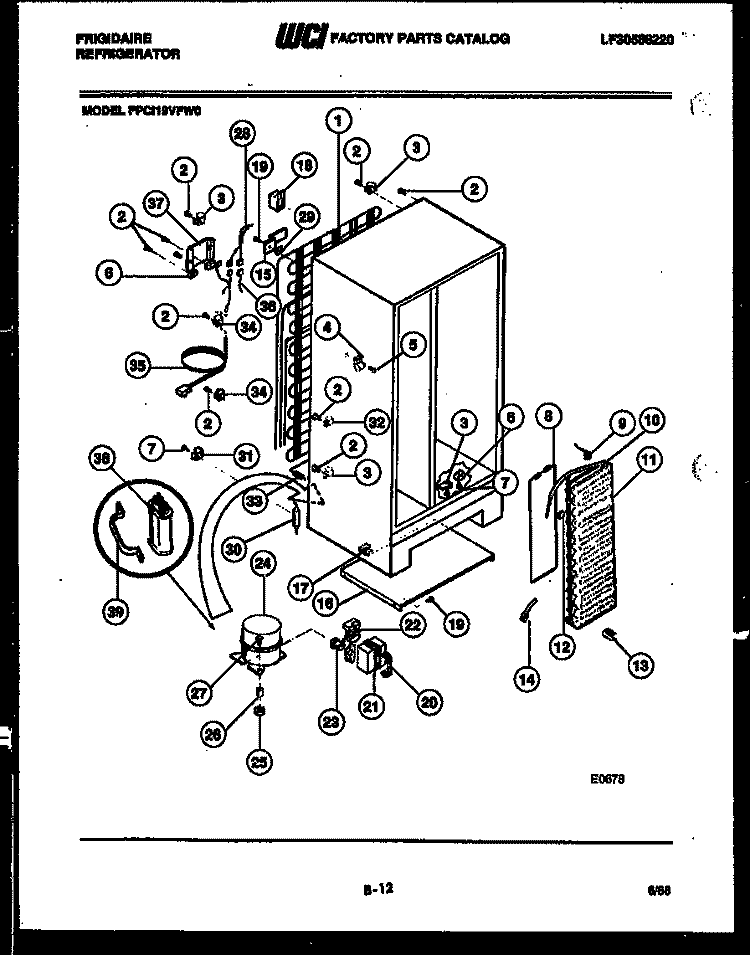 SYSTEM AND AUTOMATIC DEFROST PARTS Diagram and Parts List for FPCI19VFH0  Frigidaire Refrigerator