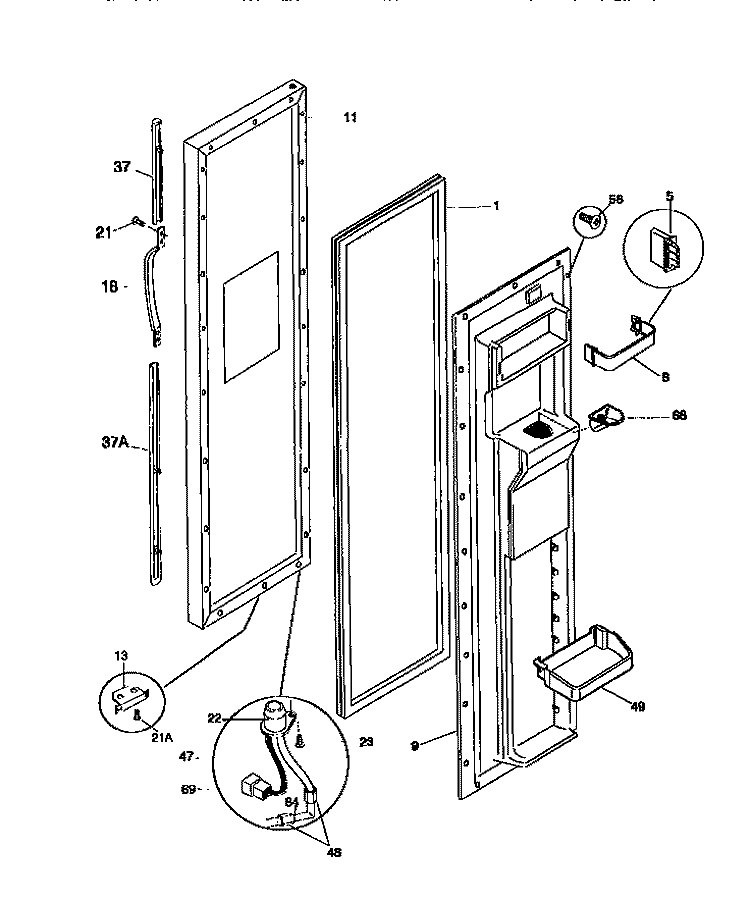 REFRIGERATOR DOOR Diagram and Parts List for F45XH28BB0  Frigidaire Refrigerator
