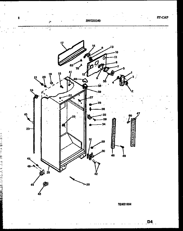 CABINET PARTS Diagram and Parts List for PRT217MCH2  Frigidaire Refrigerator