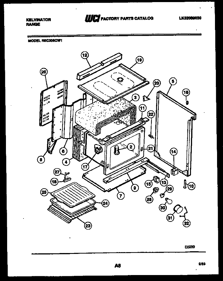 BODY PARTS Diagram and Parts List for REC306CV1  Kelvinator Range