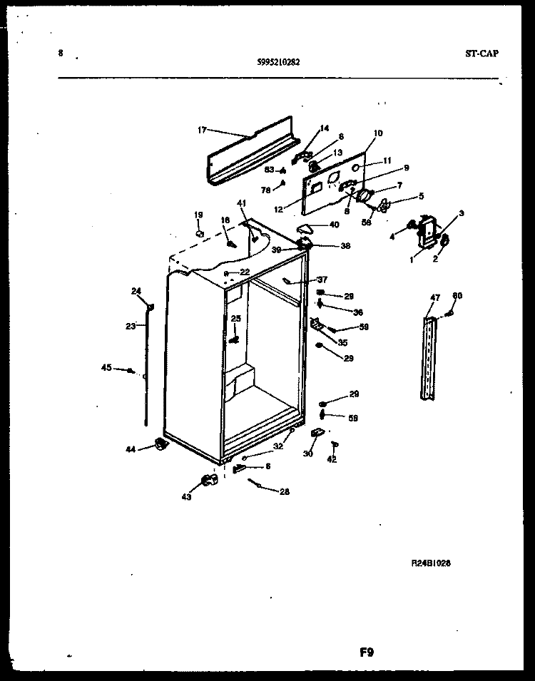 CABINET PARTS Diagram and Parts List for RT176NCD0  Frigidaire Refrigerator