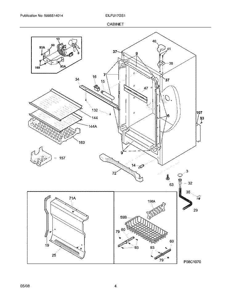 CABINET Diagram and Parts List for EILFU17GS1  Electrolux Freezer