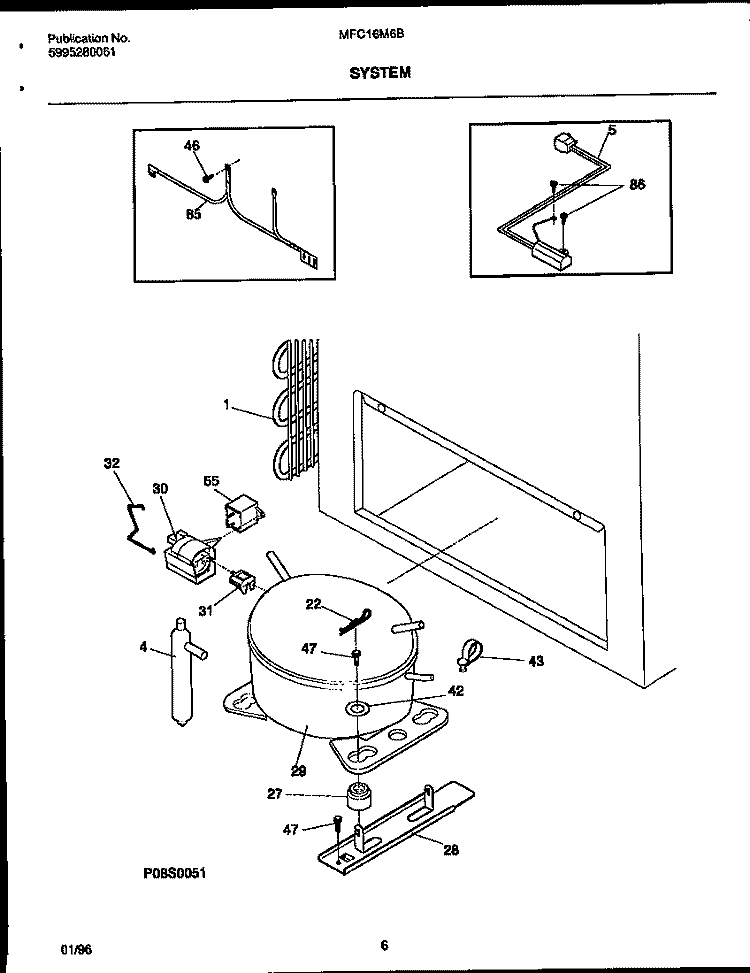 SYSTEM Diagram and Parts List for MFC13M6BW1  Frigidaire Freezer