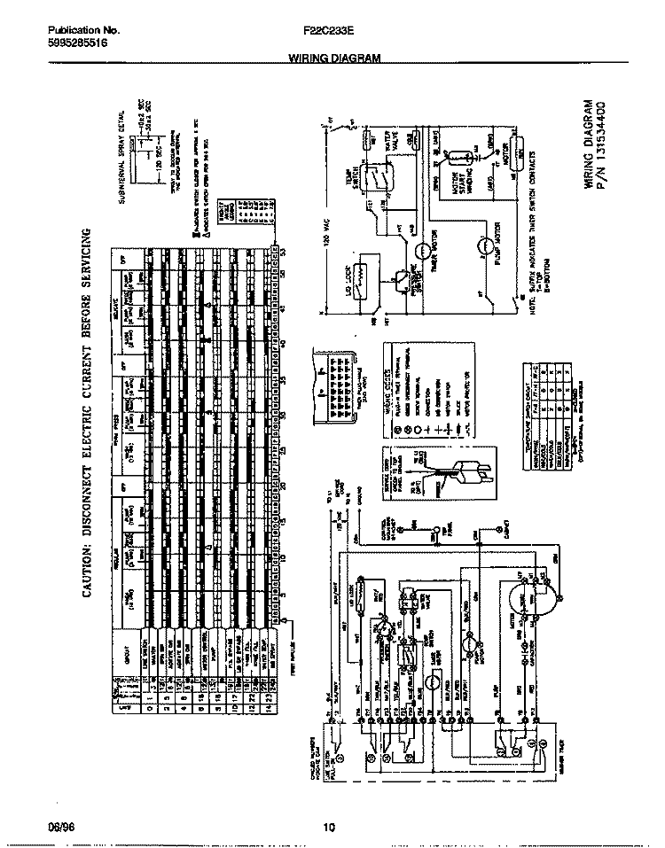 WIRING DIAGRAM Diagram and Parts List for F22C233ES0  Frigidaire Washer