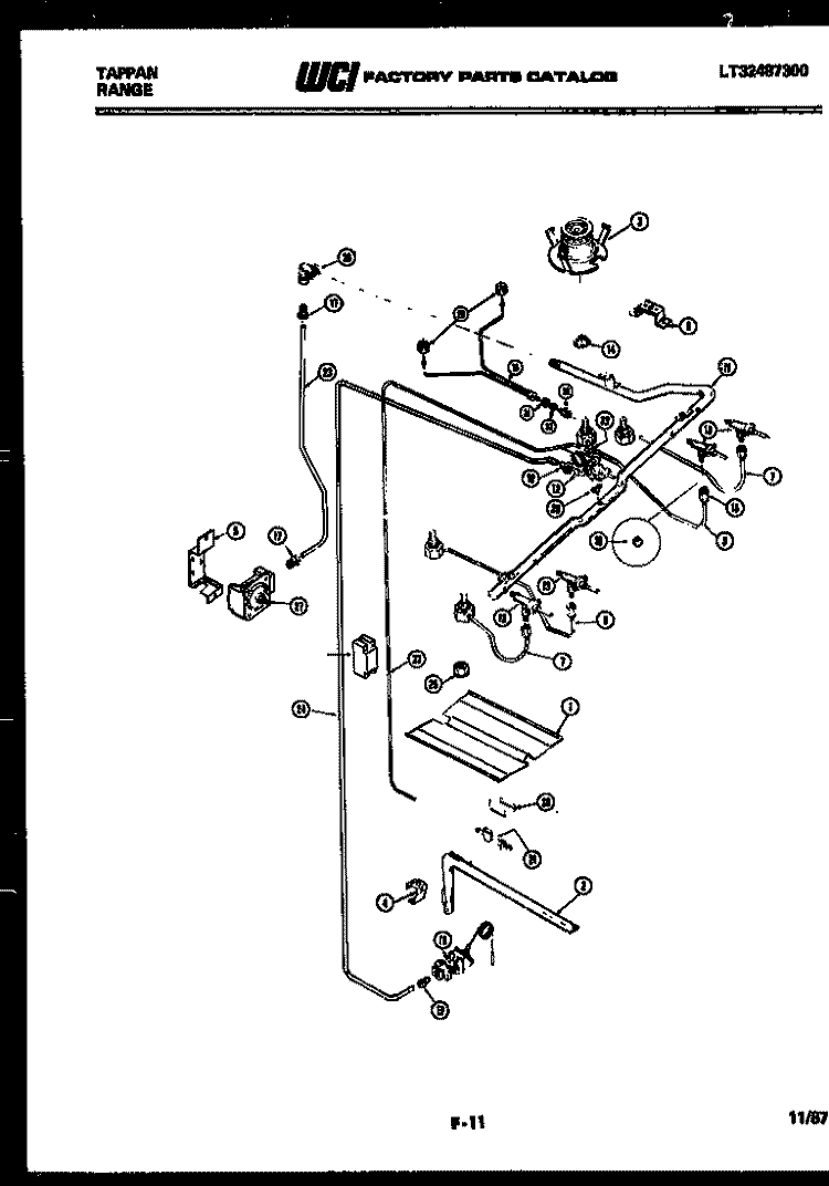 BURNER, MANIFOLD AND GAS CONTROL Diagram and Parts List for 32-2207-23-01  Tappan Range