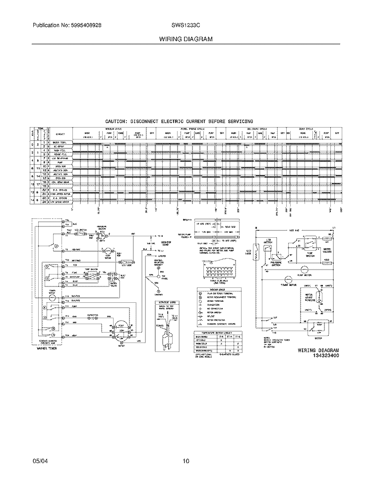 WIRING DIAGRAM Diagram and Parts List for SWS1233CQ0  Westinghouse Washer