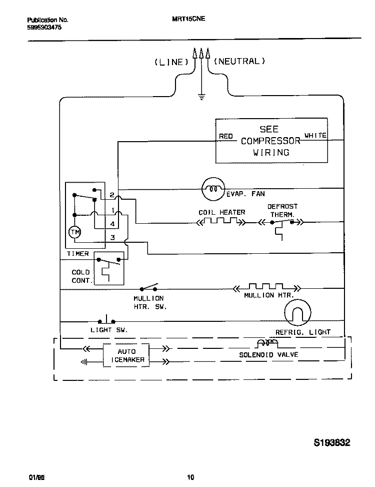 WIRING DIAGRAM Diagram and Parts List for MRT15CNEW4  Uni Refrigerator
