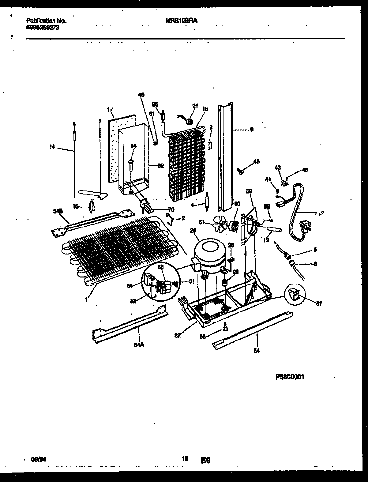 SYSTEM AND AUTOMATIC DEFROST PARTS Diagram and Parts List for MRS19BRAW1  Frigidaire Refrigerator