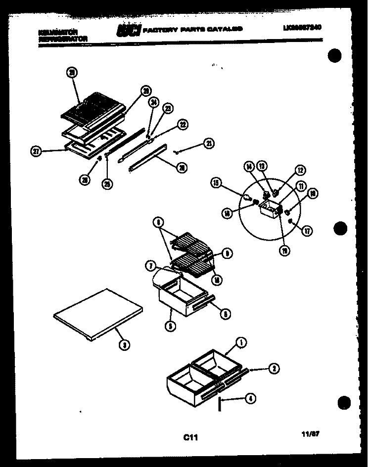 RACKS AND TRAYS Diagram and Parts List for TSK180AN7T  Kelvinator Refrigerator