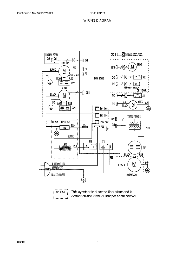WIRING DIAGRAM Diagram and Parts List for FRA123PT11  Frigidaire Air Conditioner