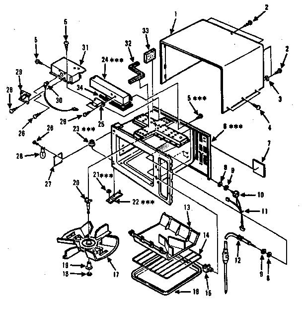 Cabinet Parts Diagram and Parts List for 5648844881  Kenmore Microwave