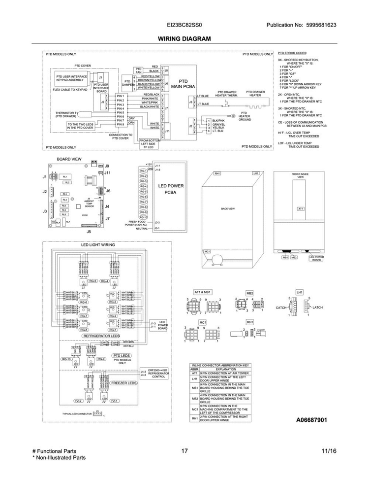 Wiring Diagram Diagram and Parts List for EI23BC82SS0  Electrolux Refrigerator