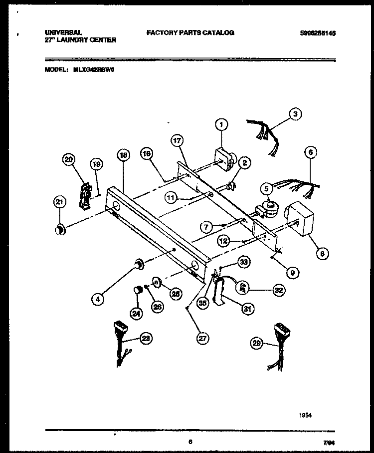 CONSOLE AND CONTROL PARTS Diagram and Parts List for MLXG42RBD0  Kelvinator Washer Dryer Combo