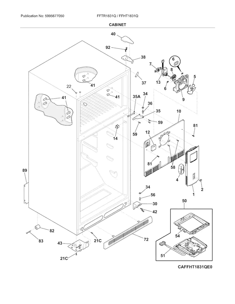 Cabinet Diagram and Parts List for FFHT1831QQ3  Frigidaire Refrigerator