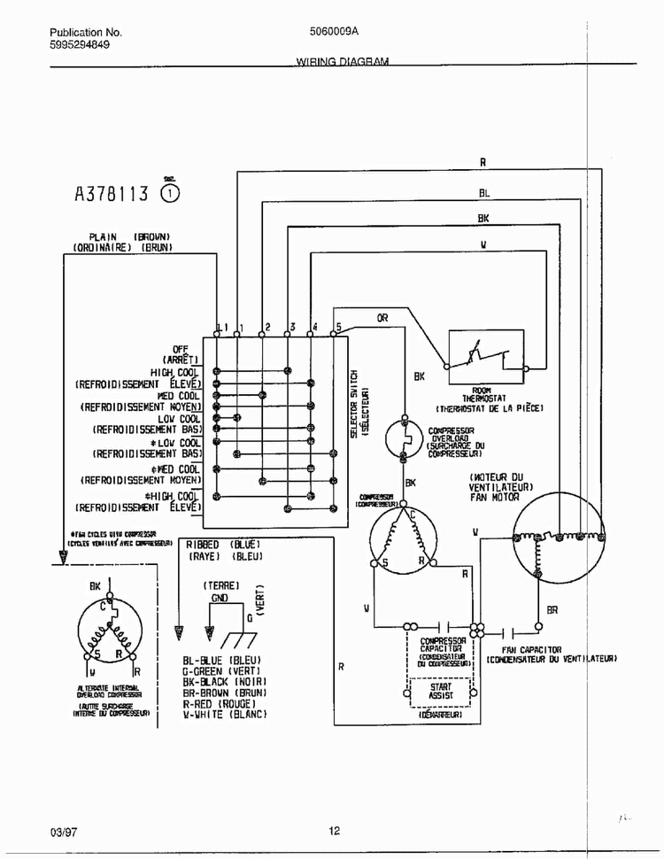 Wiring Diagram Diagram and Parts List for 5060009  Frigidaire Air Conditioner