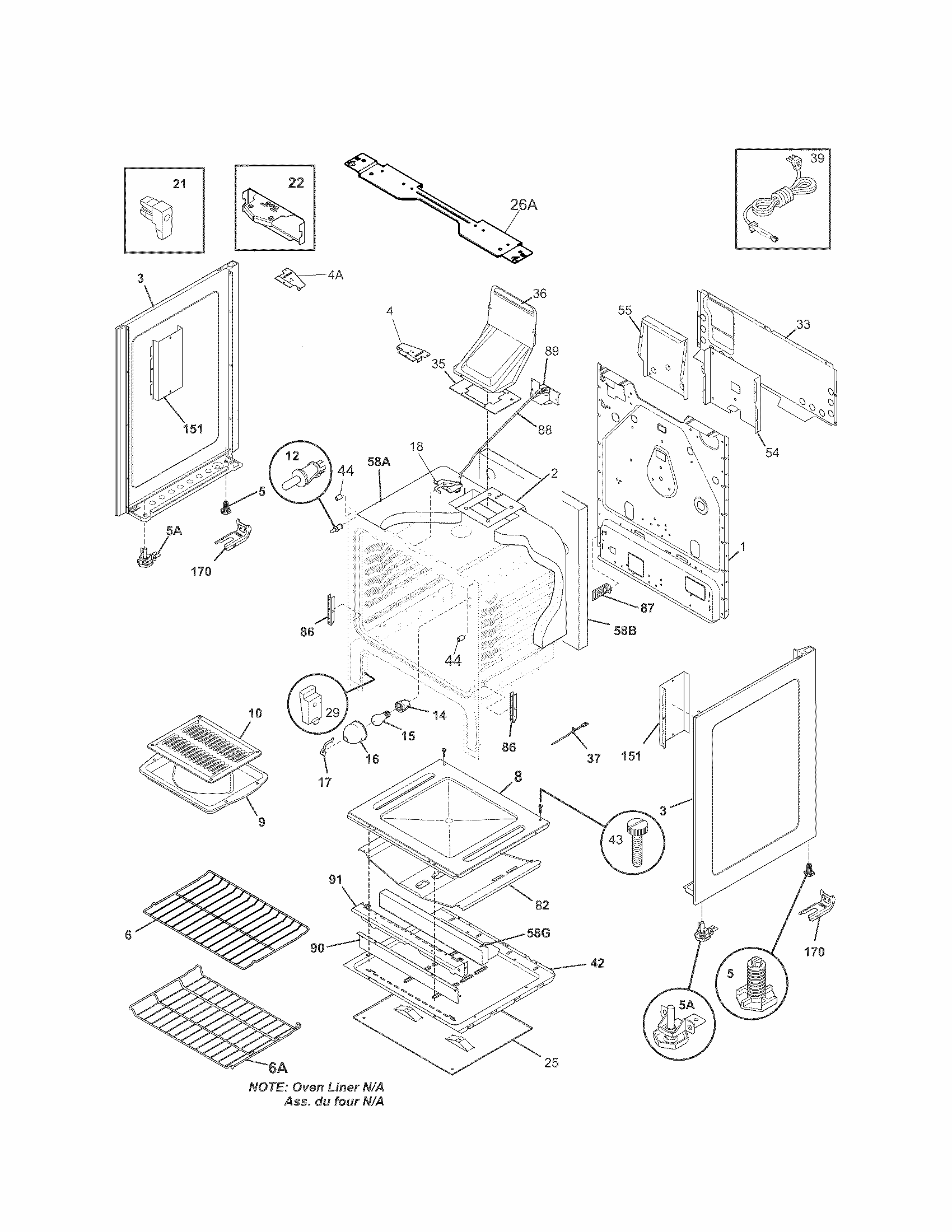 Body Diagram and Parts List for 79072633210  Kenmore Range
