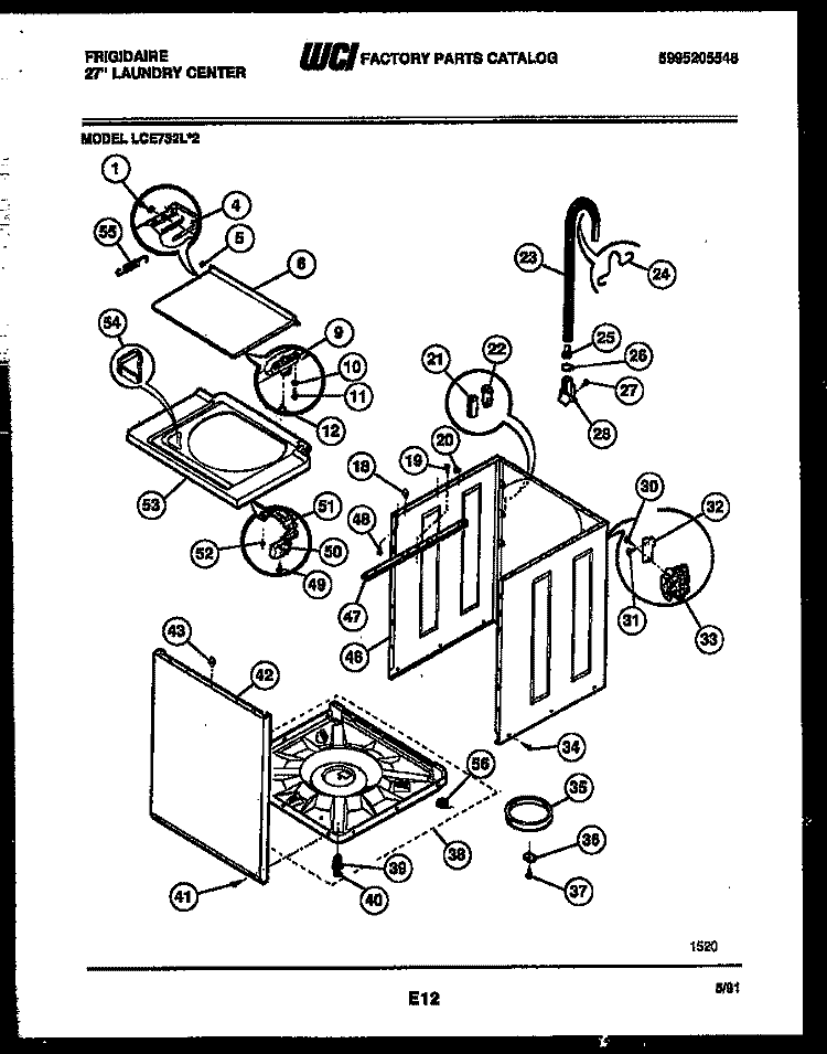CABINET PARTS Diagram and Parts List for LCE732LL2  Frigidaire Washer Dryer Combo