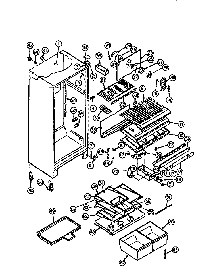 CABINET PARTS Diagram and Parts List for RT19F9WT3A  Gibson Refrigerator
