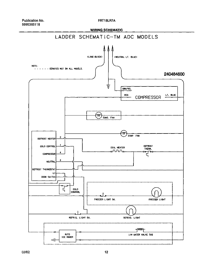WIRING SCHEMATIC Diagram and Parts List for FRT18LR7AQ2  Frigidaire Refrigerator