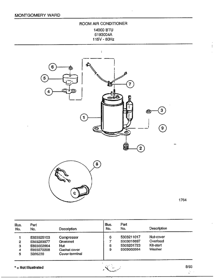 Room Air Conditioner Page 6 Diagram and Parts List for 5193004A  Frigidaire Air Conditioner