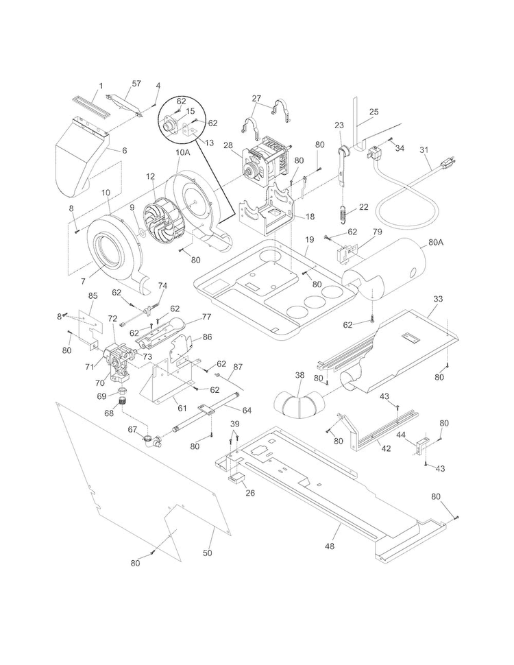 Motor/blower/belt Diagram and Parts List for 41797962701  Kenmore Washer Dryer Combo